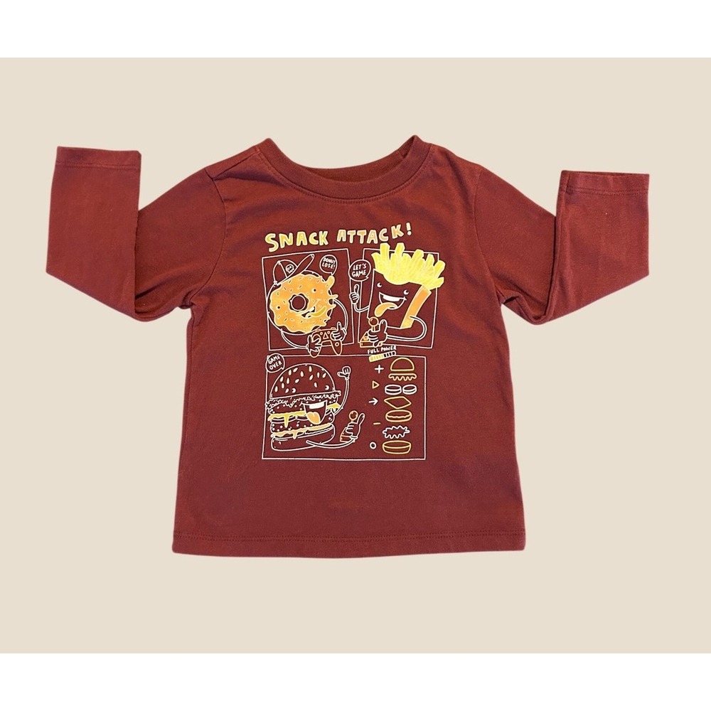 Garanimals Boys Burgundy Snack Attack Graphic Long Sleeve Tee Shirt 18M 1550